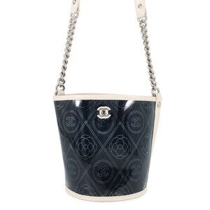 Chanel Chain Shoulder Bag, Camellia Coco Mark, Vinyl Leather, A57636, CHANEL,...